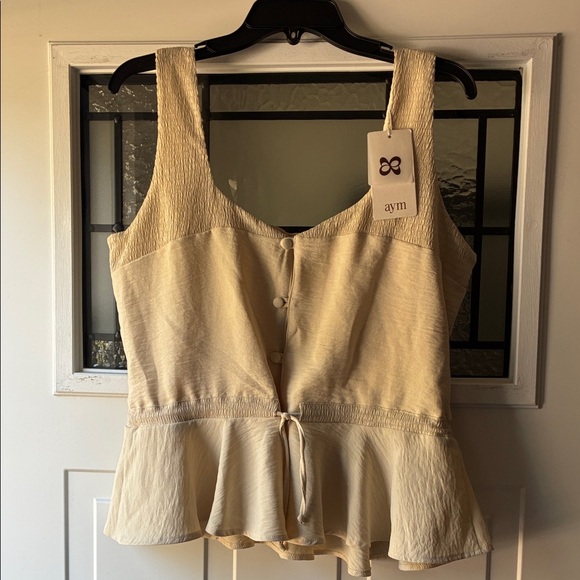 AYM Vintage Cream Peplum Top - Picture 1 of 4